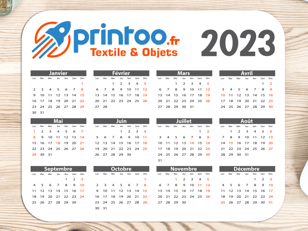Calendrier Tapis de souris 18x22cm